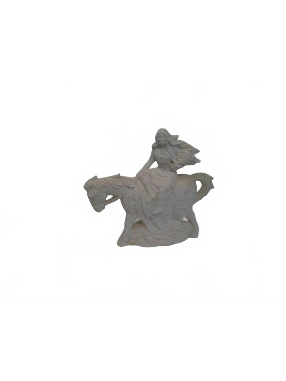 Vintage Hershey Mold 334 Native American Woman on Horse Ceramic Bisque unpainted
